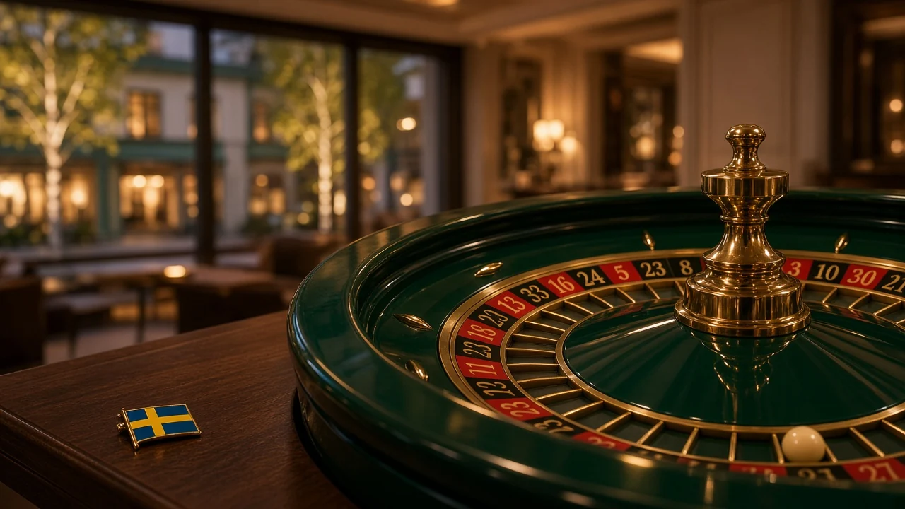 Roulettebord på ett elegant casino med svensk accent