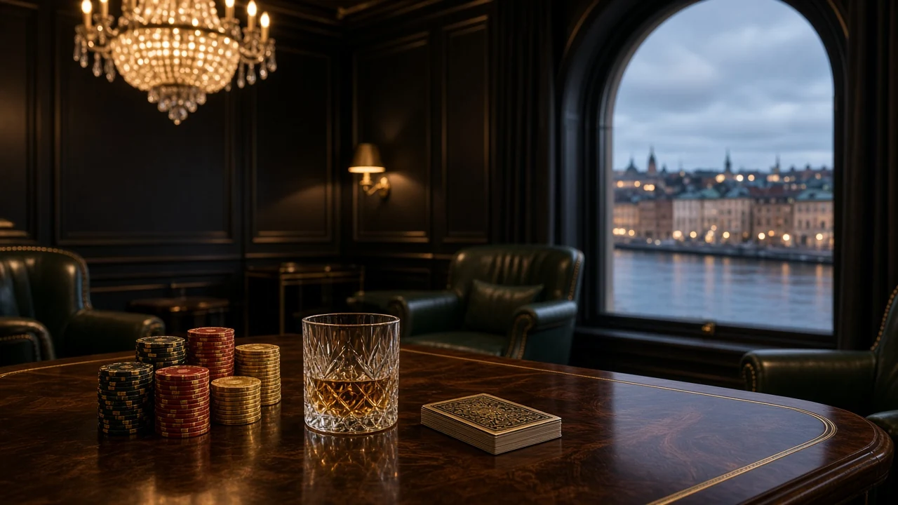 Exklusiv VIP-casinolounge i Stockholm, lyxig inredning och höga insatser