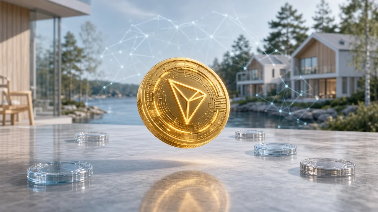 Gyllene TRON-mynt med casinotema i nordisk stil